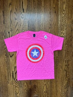 Pink Captain America Shield kids size 8-10/M